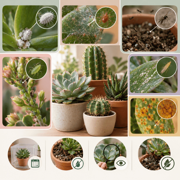 Parasites des succulentes et cactus : les identifier et les traiter, symptôme par symptôme