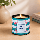 Bougie parfumée Flamme en rose en pot métal