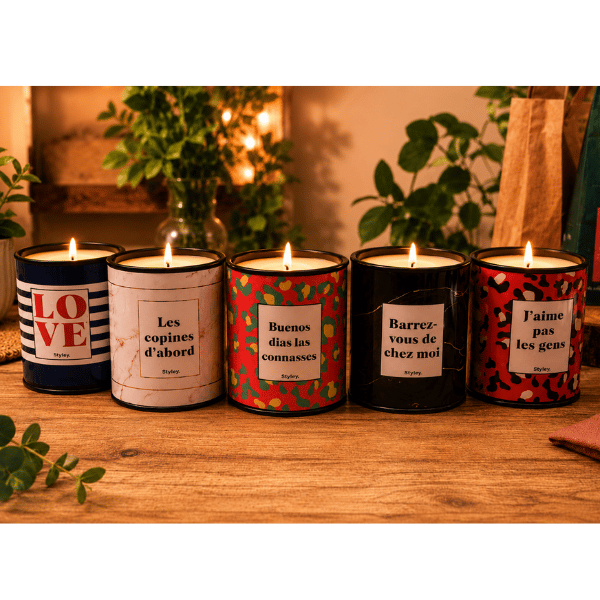 Lot de bougies parfumées Styley aux messages drôles