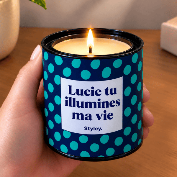 Pois turquoise - Bougie Personnalisable