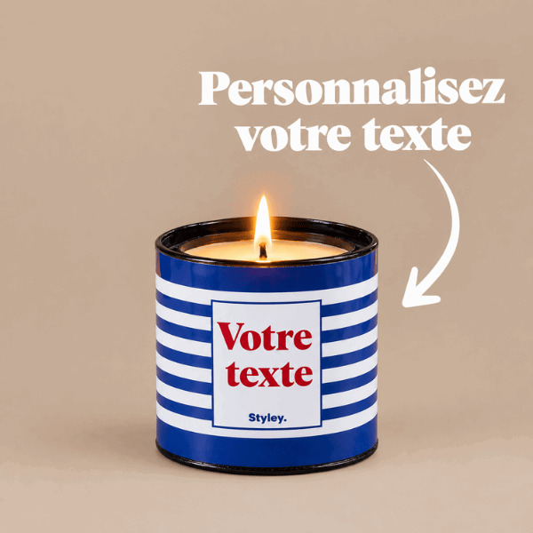 Rayures marine - Bougie Personnalisable