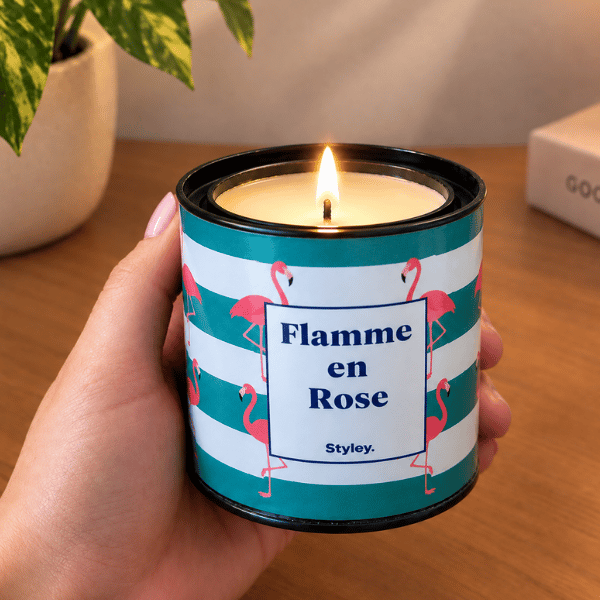 bougie parfumée styley flamme en rose